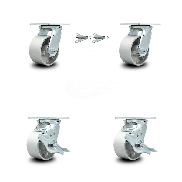 4 Inch Semi Steel Caster Set with Ball Bearings 2 Swivel Lock 2 Brake SCC